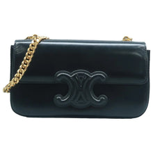 Load image into Gallery viewer, CELINE Triomphe Canvas Shoulder Bag Black