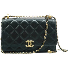 Load image into Gallery viewer, CHANEL Wallet on Chain WOC Leather Crossbody Bag Black