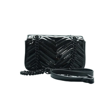Load image into Gallery viewer, GUCCI GG Marmont Patent Leather Shoulder Bag Black