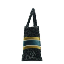 Load image into Gallery viewer, Christian Dior Book Velvet Embroidered Medium Leopard Tote Bag Multicolour