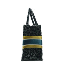 Load image into Gallery viewer, Christian Dior Book Velvet Embroidered Medium Leopard Tote Bag Multicolour