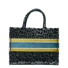 Load image into Gallery viewer, Christian Dior Book Velvet Embroidered Medium Leopard Tote Bag Multicolour
