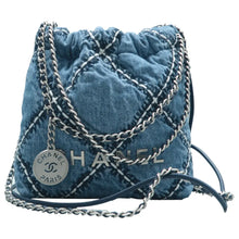 Load image into Gallery viewer, CHANEL 22 Fabric Satchel Bag Blue