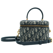 Load image into Gallery viewer, Christian Dior Fabric Satchel Bag Blue