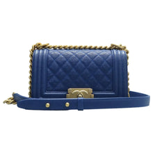 Load image into Gallery viewer, CHANEL Boy Leather Shoulder Bag Blue