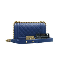 Load image into Gallery viewer, CHANEL Boy Leather Shoulder Bag Blue