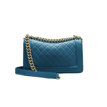 Load image into Gallery viewer, CHANEL Boy Leather Shoulder Bag Blue