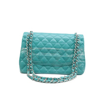 Load image into Gallery viewer, CHANEL CF Jumbo Quilted Caviar Leather Shoulder Bag turquoise