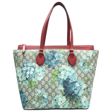 Load image into Gallery viewer, Gucci Blooms Medium Zippered GG Supreme Monogram Bucket Tote Blue