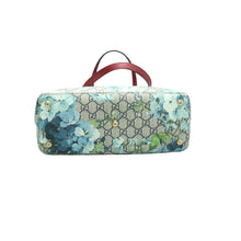 Load image into Gallery viewer, Gucci Blooms Medium Zippered GG Supreme Monogram Bucket Tote Blue