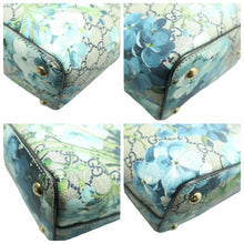 Load image into Gallery viewer, Gucci Blooms Medium Zippered GG Supreme Monogram Bucket Tote Blue