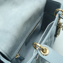 Load image into Gallery viewer, Christian Dior Lady Dior Leather Satchel Bag Blue