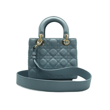 Load image into Gallery viewer, Christian Dior Lady Dior Leather Satchel Bag Blue