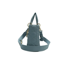 Load image into Gallery viewer, Christian Dior Lady Dior Leather Satchel Bag Blue