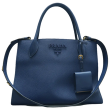 Load image into Gallery viewer, Prada Monochrome Leather Satchel Bag Blue
