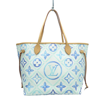 Load image into Gallery viewer, Louis Vuitton Neverfull MM W/P Monogram Canvas Shoulder Bag Blue