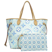 Load image into Gallery viewer, Louis Vuitton Neverfull MM W/P Monogram Canvas Shoulder Bag Blue