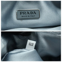 Load image into Gallery viewer, Prada  Satin Crystal Metal Triangle Logo Chain Crossbody Handbag Celeste