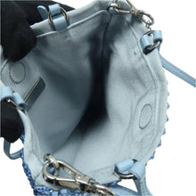 Load image into Gallery viewer, Prada  Satin Crystal Metal Triangle Logo Chain Crossbody Handbag Celeste