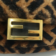 Load image into Gallery viewer, Fendi Baguette Woolen Satchel Bag Brown