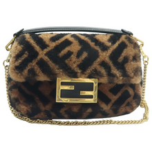 Load image into Gallery viewer, Fendi Baguette Woolen Satchel Bag Brown