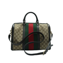 Load image into Gallery viewer, GUCCI Boston Fabric Satchel Bag Brown