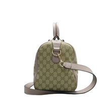 Load image into Gallery viewer, Gucci Boston Fabric Satchel Bag Brown