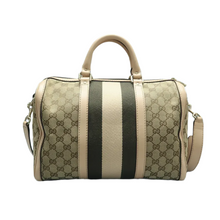 Load image into Gallery viewer, GUCCI Boston Fabric Satchel Bag Brown