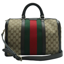 Load image into Gallery viewer, GUCCI Boston Fabric Satchel Bag Brown