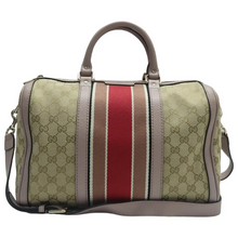 Load image into Gallery viewer, Front view of GUCCI Brown Boston Fabric Satchel