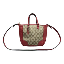 Load image into Gallery viewer, Gucci Bree GG Fabric Satchel Bag Red
