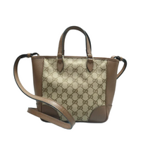 Load image into Gallery viewer, GUCCI Bree GG Fabric Satchel Bag Brown
