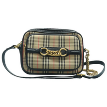 Load image into Gallery viewer, Burberry Leather and Fabric Shoulder Bag Brown