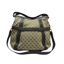 Load image into Gallery viewer, Gucci Brown Fabric Satchel Bag - back view