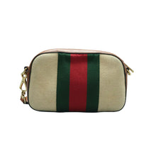 Load image into Gallery viewer, Gucci Web Vintage Canvas Shoulder Bag Sand Cuir