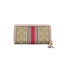 Load image into Gallery viewer, Gucci Vintage Web Rania Zip Around Monogram Cellarius Calfskin Wallet Beige