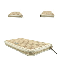 Load image into Gallery viewer, Gucci Monogram Metal Bar Zip Around Wallet Beige