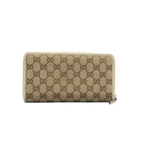 Load image into Gallery viewer, Gucci Monogram Metal Bar Zip Around Wallet Beige