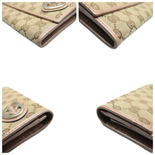 Load image into Gallery viewer, Gucci GG Canvas Leather Lovely Heart Continental Wallet Beige/Metallic