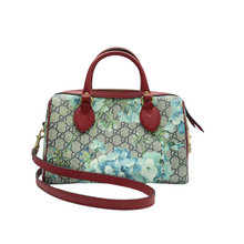 Load image into Gallery viewer, GUCCI Boston Blooms GG Supreme Canvas Satchel Bag Red