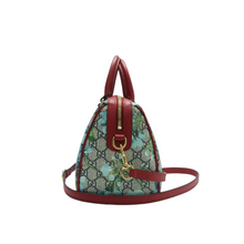 Load image into Gallery viewer, GUCCI Boston Blooms GG Supreme Canvas Satchel Bag Red