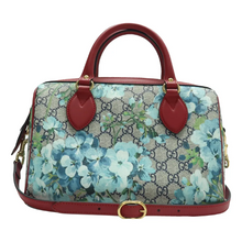 Load image into Gallery viewer, GUCCI Boston Blooms GG Supreme Canvas Satchel Bag Red