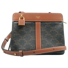 Load image into Gallery viewer, Celine Cabas De France Triomphe Canvas Calfskin Shoulder Bag Brown