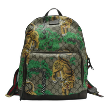 Load image into Gallery viewer, GUCCI GG Supreme Canvas Tiger Print Backpack Brown