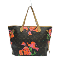 Load image into Gallery viewer, Louis Vuitton Neverfull Monogram Roses Canvas Shoulder Bag Brown