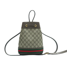 Load image into Gallery viewer, Gucci Web Mini Ophidia GG Supreme Monogram Bucket Bag Brown