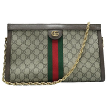Load image into Gallery viewer, GUCCI Ophidia Chain Canvas Shoulder Bag Brown