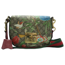 Load image into Gallery viewer, GUCCI Canvas Padlock Floral Shoulder Bag Brown