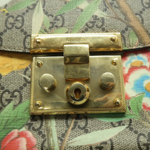 Load image into Gallery viewer, GUCCI Canvas Padlock Floral Shoulder Bag Brown