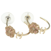 Load image into Gallery viewer, Chanel Enamel CC Camellia Hoop Earrings Gold